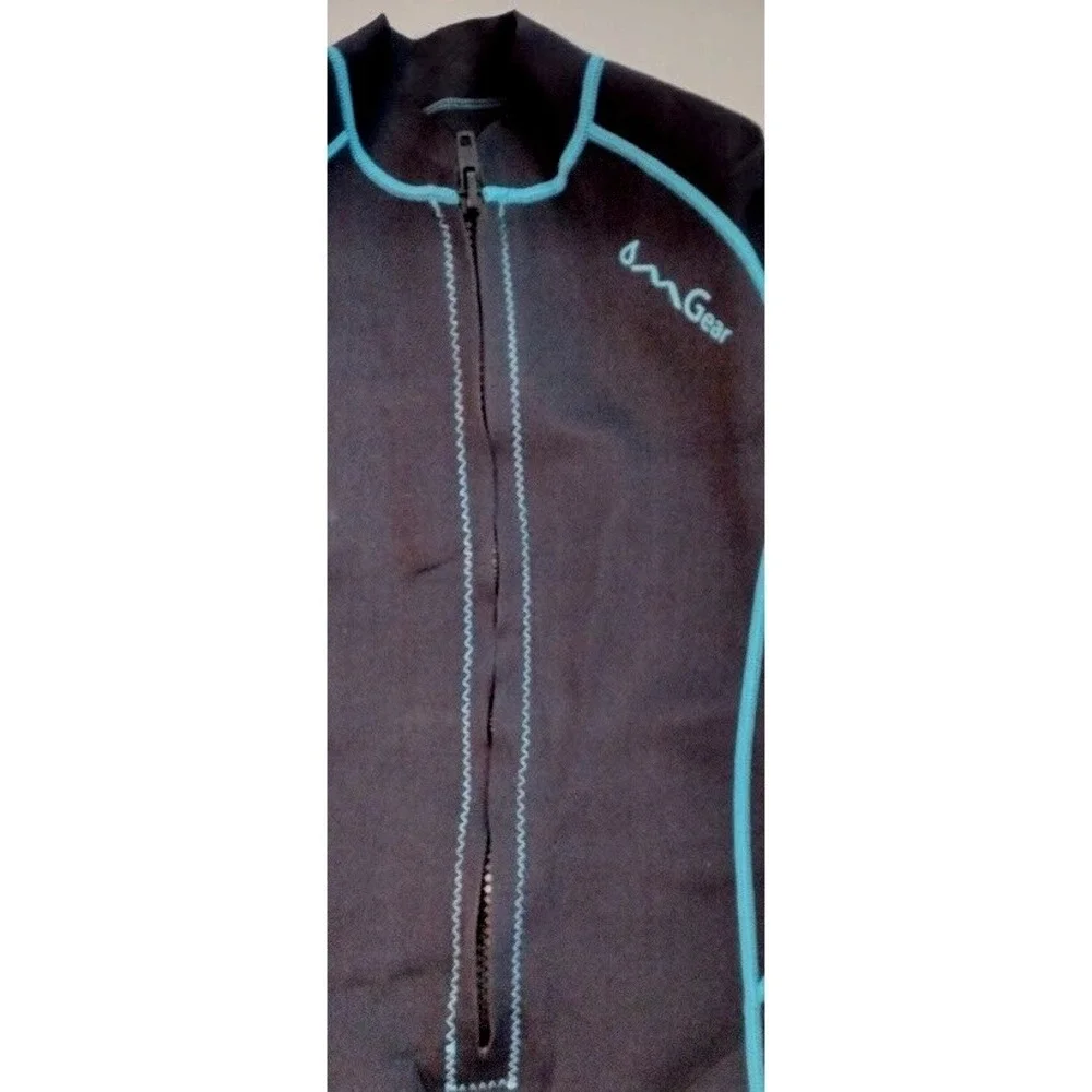 Aqua Gear Men's Shorty Wetsuit Swimsuit Dive‎ Skin XL Black Blue Trim